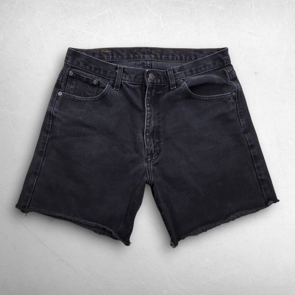 Polo Ralph Lauren Cutoff Jean Shorts Men 34 Black Cotton Vintage 90s Raw Hem